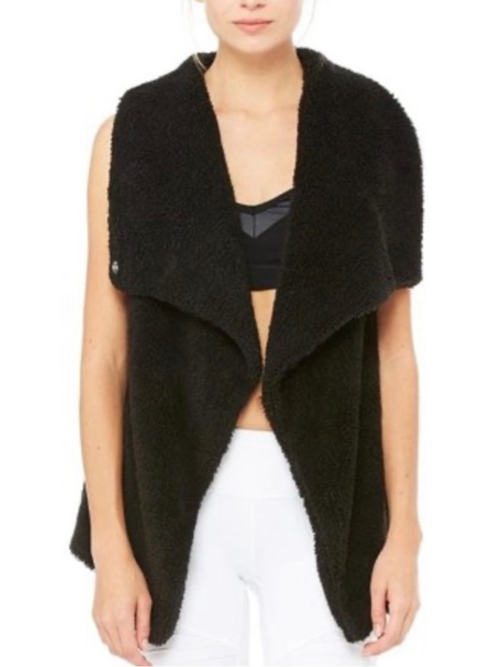 Alo Cozy Up Black Sherpa Vest Size XS